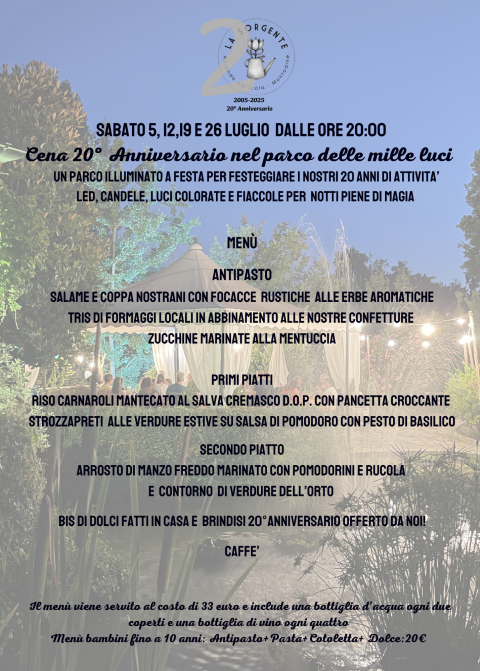 I sabati di Luglio il parco si accende di Magia! - Agriturismo "La Sorgente" (CR)