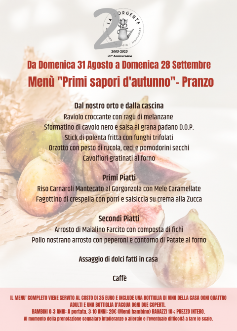 Menù di Settembre-Pranzo - Agriturismo "La Sorgente" (CR)