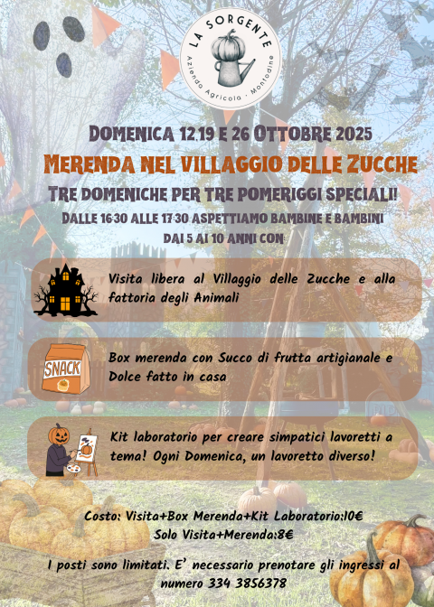 Merenda nel villaggio delle zucche! (Per Bambine e Bambini 5-10 anni) - Agriturismo "La Sorgente" (CR)