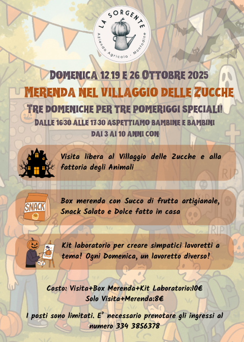 Merenda nel villaggio delle zucche! (Per Bambine e Bambini 3-10 anni) - Agriturismo "La Sorgente" (CR)
