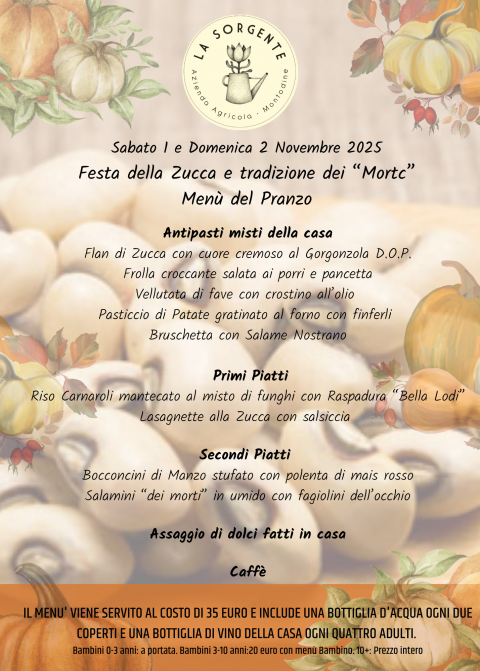 Pranzo dell'1 e del 2 Novembre - Agriturismo "La Sorgente" (CR)