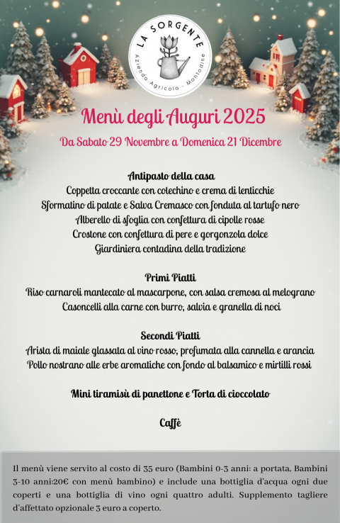 Da Sabato 29 Novembre... Menù degli Auguri! - Agriturismo "La Sorgente" (CR)