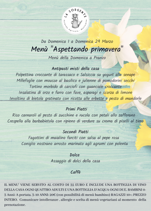 Menù della Domenica - Agriturismo "La Sorgente" (CR)