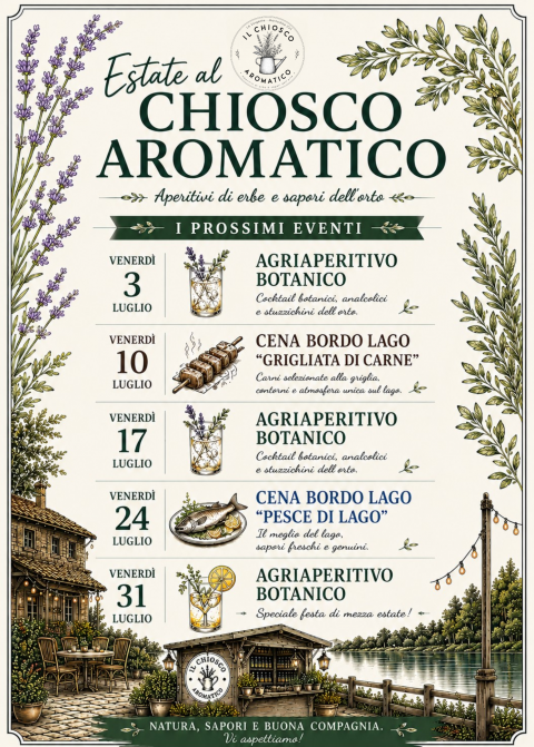 Eventi estivi al nuovo chiosco aromatico! - Agriturismo "La Sorgente" (CR)